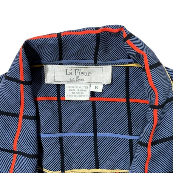 La Fleur Blue Checker Button Up Front Blouse Size8|Medium - Picture 4 of 4